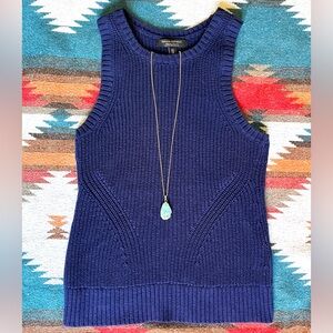 Banana Republic Fisherman Knit Sweater Tank. Organic Cotton. Spring Navy XS.
